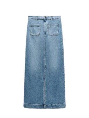 ZARA SIZE SMALL DENIM FRONT SLIT LONG STRAIGHT SKIRT Z1975